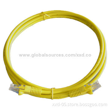 Yellow Color Cat6 Patch Cable, UTP 26AWG Copper, 250MHz Frequency, Passed Fluke Tests